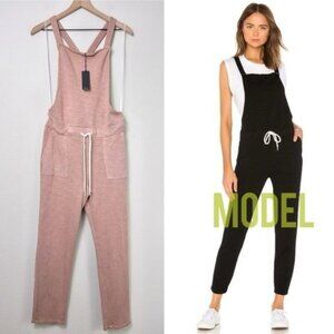 NWT Monrow Overalls with Patch Pockets M Blush Supersoft Jumpsuit Tapered Ankle